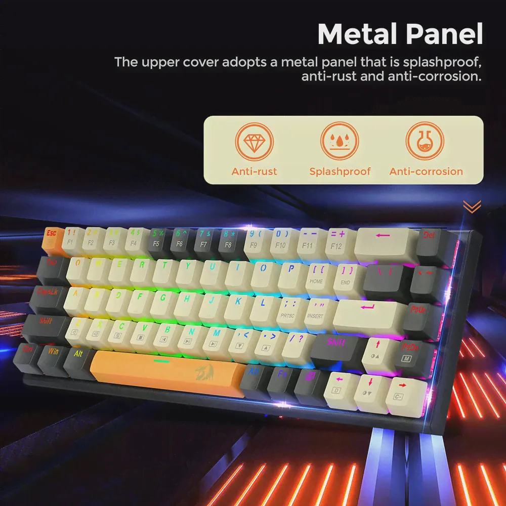 Проводная Механическая клавиатура Redragon K633CGO-RGB Ryze, RGB подсветка, горячая распродажа, красный переключатель, 68 клавиш, компактная игровая клав... (art.: 3920be81ca0dc)-3