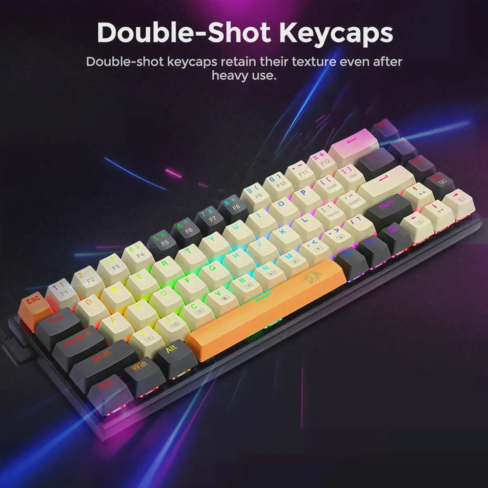 Проводная Механическая клавиатура Redragon K633CGO-RGB Ryze, RGB подсветка, горячая распродажа, красный переключатель, 68 клавиш, компактная игровая клав... (art.: 3920be81ca0dc)-4