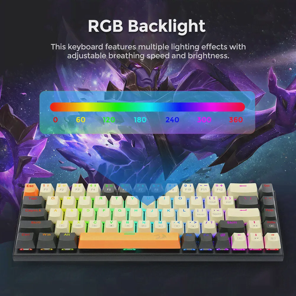 Проводная Механическая клавиатура Redragon K633CGO-RGB Ryze, RGB подсветка, горячая распродажа, красный переключатель, 68 клавиш, компактная игровая клав... (art.: 3920be81ca0dc)-0