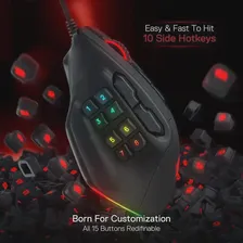 Игровая мышь Redragon M811 Aatrox MMO, 15 программируемых кнопок, Проводная игровая мышь RGB с эргономичной естественной рукояткой (art.: 3920bee5726d5)